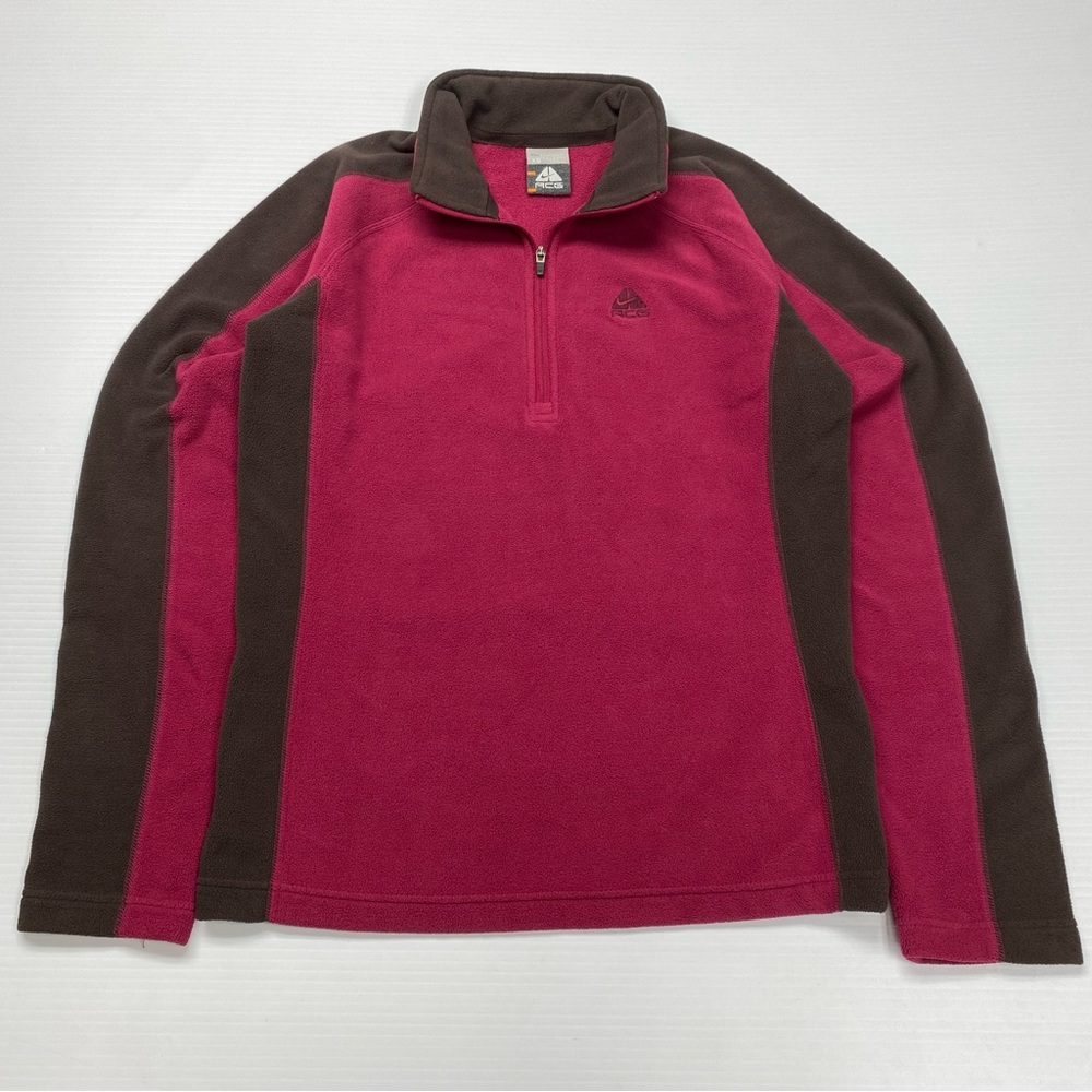 Vintage Y2K Nike ACG Quarter-Zip Pink & Brown Fleece Sweater Size XS